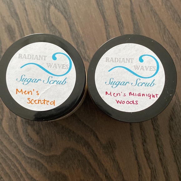 Sampler sized mens scented handcrafted sugar scrubs by Radiant Waves - Picture 2 of 3